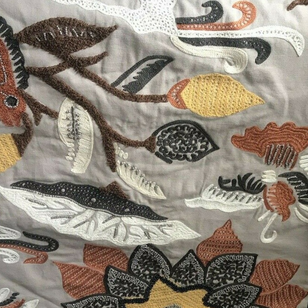West Elm Embroidered Beaded throw pillow cover